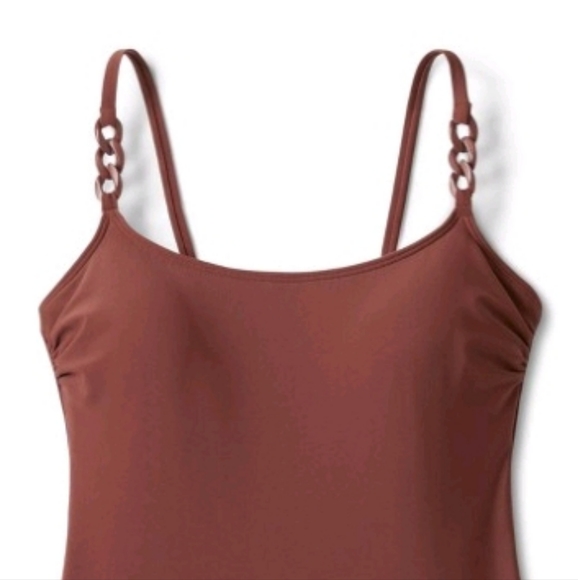 Kona Sol Women's Chain Link Medium Coverage One-piece Swimsuit ~ Brown - Picture 11 of 16